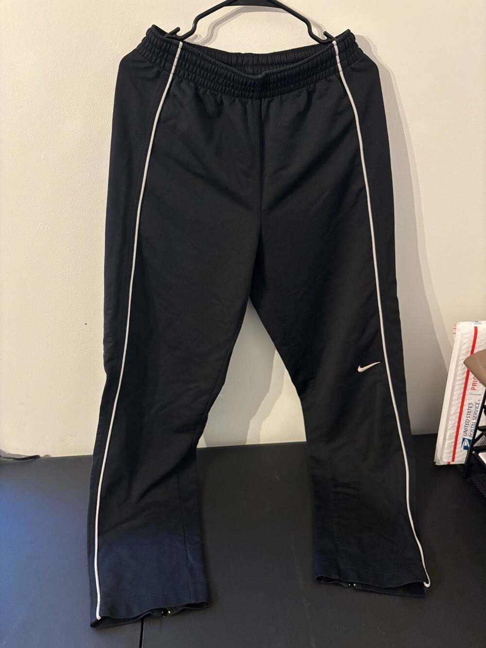 Nike Track Pants Size M Black White Piping Vintage Joggers